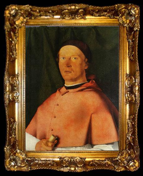 framed  Lorenzo Lotto Portrait of Bishop Bernardo de Rossi, ta009-2